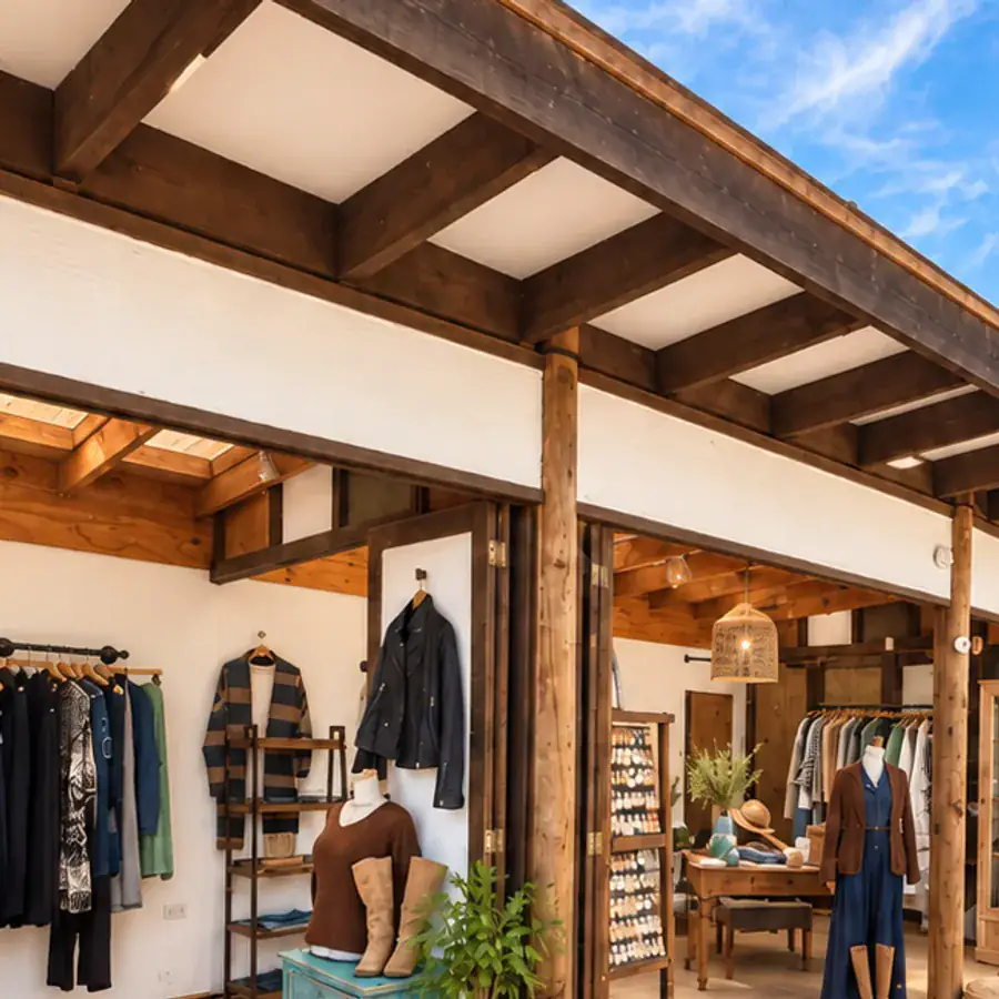 Percheros con ropa y un maniquí en el interior de una de las tiendas